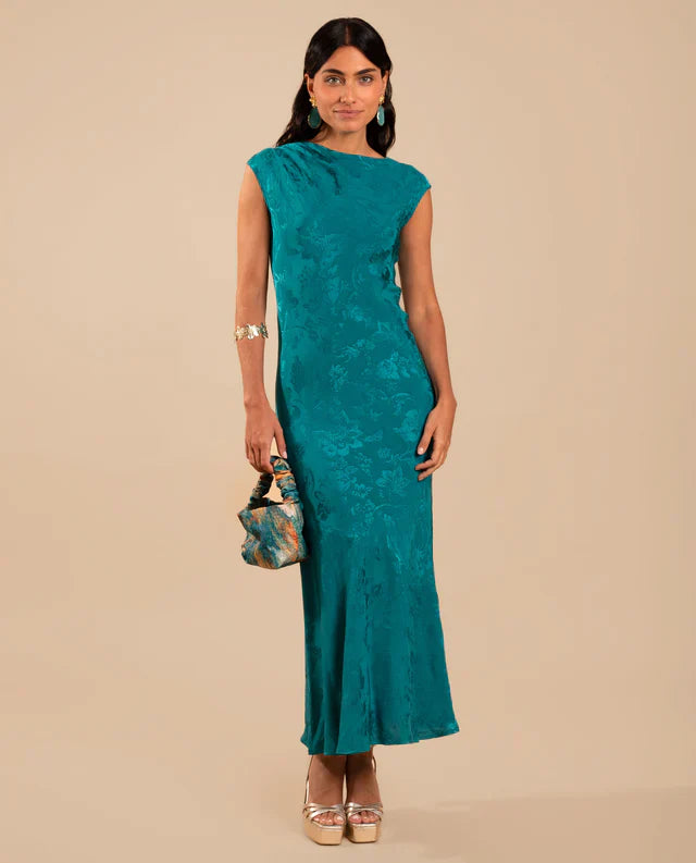 SONIA - VESTIDO LARGO DE JACQUARD SATINADO