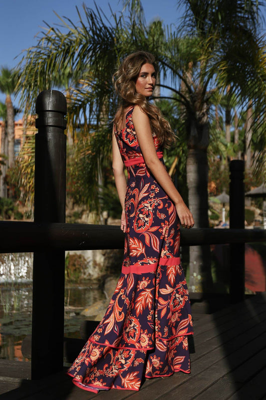 ELENA - VESTIDO ESTAMPADO CON VOLANTES
