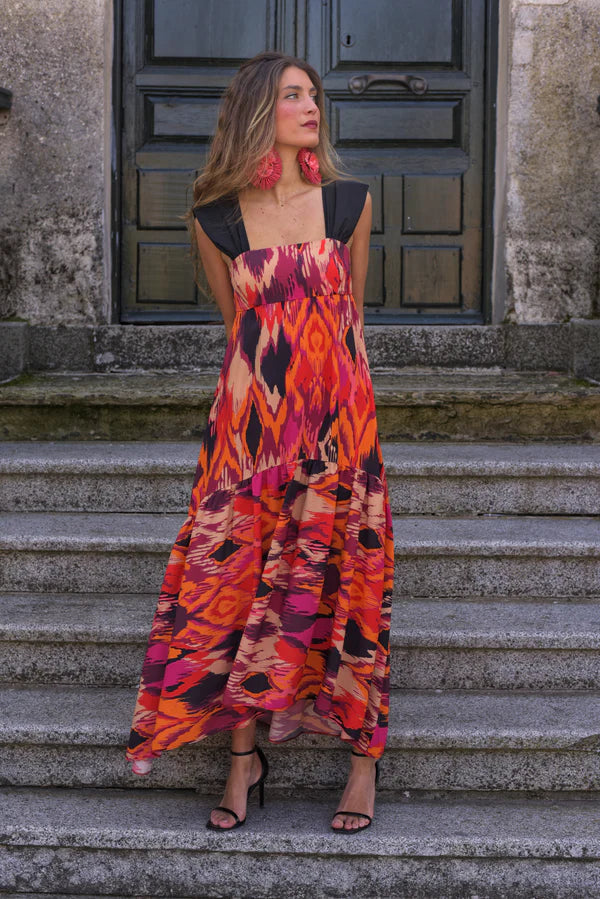 AINHOA -  VESTIDO LARGO ESTAMPADO