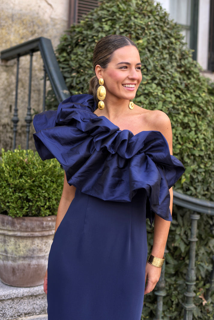 CLAUDIA - VESTIDO AJUSTADO CON VOLANTE ASIMÉTRICO