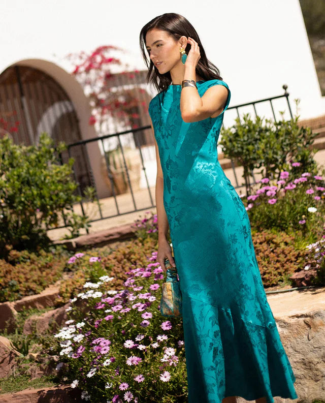 SONIA - VESTIDO LARGO DE JACQUARD SATINADO