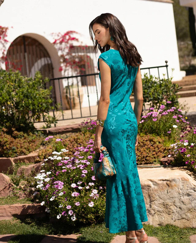 SONIA - VESTIDO LARGO DE JACQUARD SATINADO