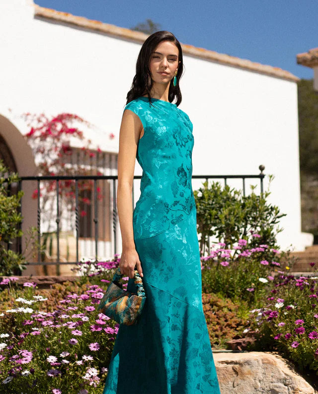 SONIA - VESTIDO LARGO DE JACQUARD SATINADO