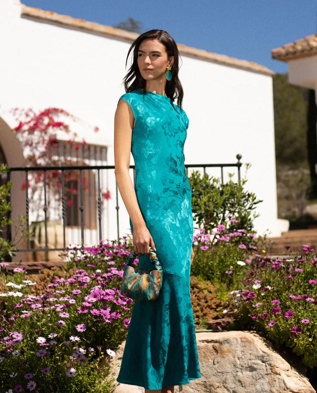 SONIA - VESTIDO LARGO DE JACQUARD SATINADO