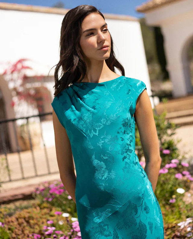 SONIA - VESTIDO LARGO DE JACQUARD SATINADO