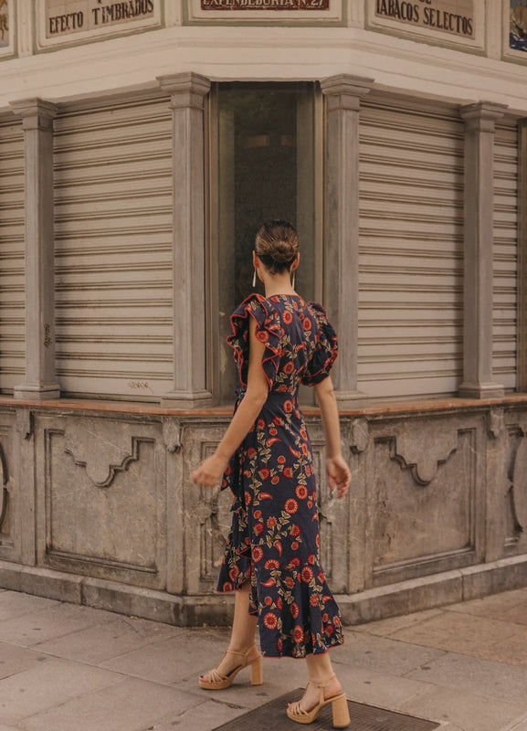 TERESA - VESTIDO ESTAMPADO CUELLO PICO