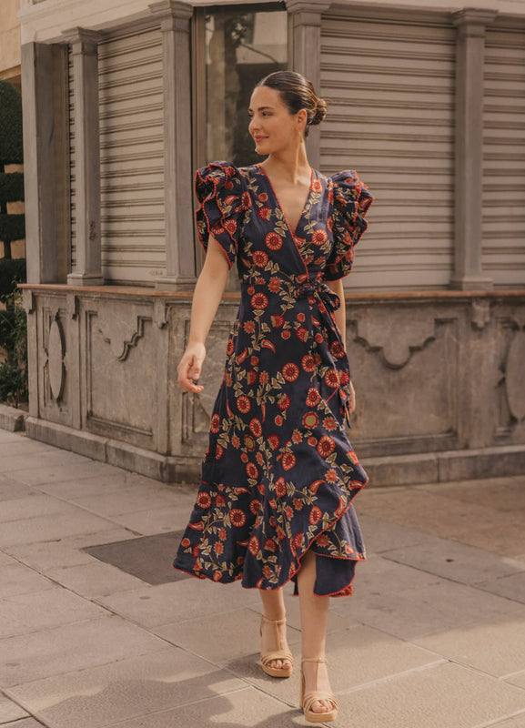 TERESA - VESTIDO ESTAMPADO CUELLO PICO