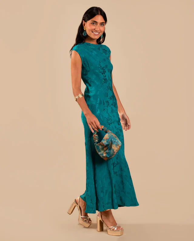 SONIA - VESTIDO LARGO DE JACQUARD SATINADO