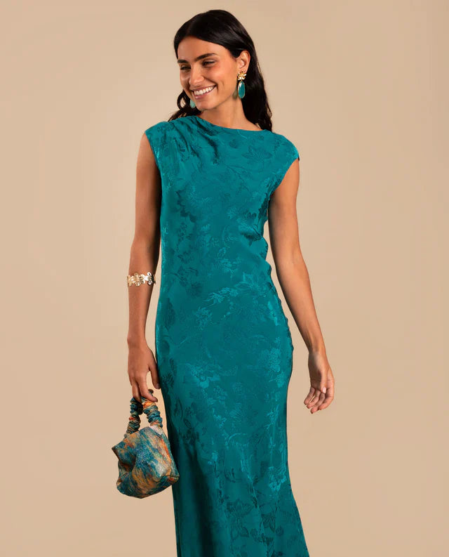 SONIA - VESTIDO LARGO DE JACQUARD SATINADO