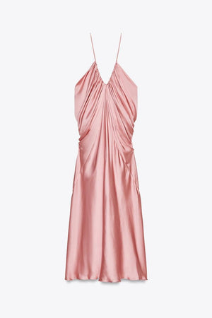 CATALINA - VESTIDO SATINADO CON DRAPEADO