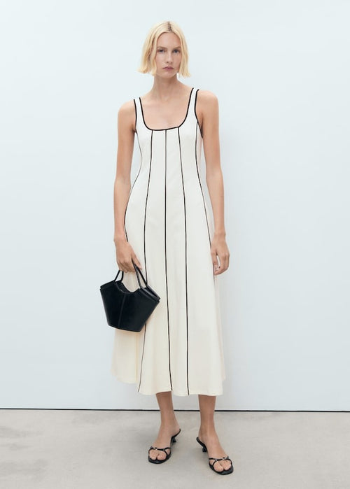 AINARA - VESTIDO MIDI BLANCO DE RAYAS