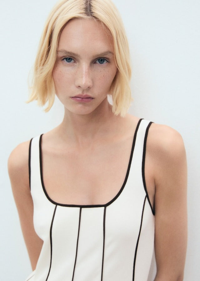 AINARA - VESTIDO MIDI BLANCO DE RAYAS