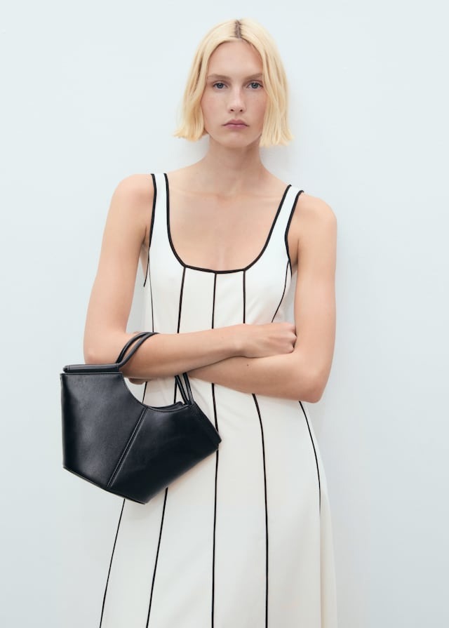 AINARA - VESTIDO MIDI BLANCO DE RAYAS
