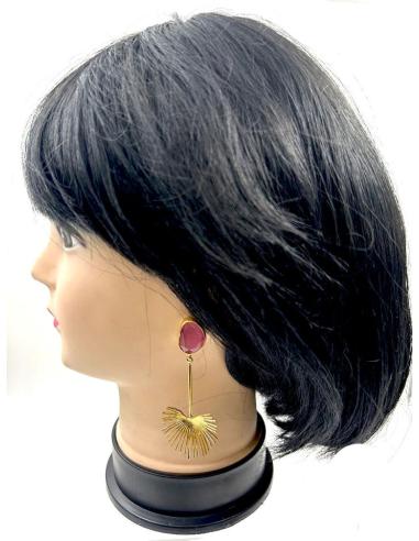 PENDIENTES LAURA - DORADOS CON PIEDRAS ROSAS