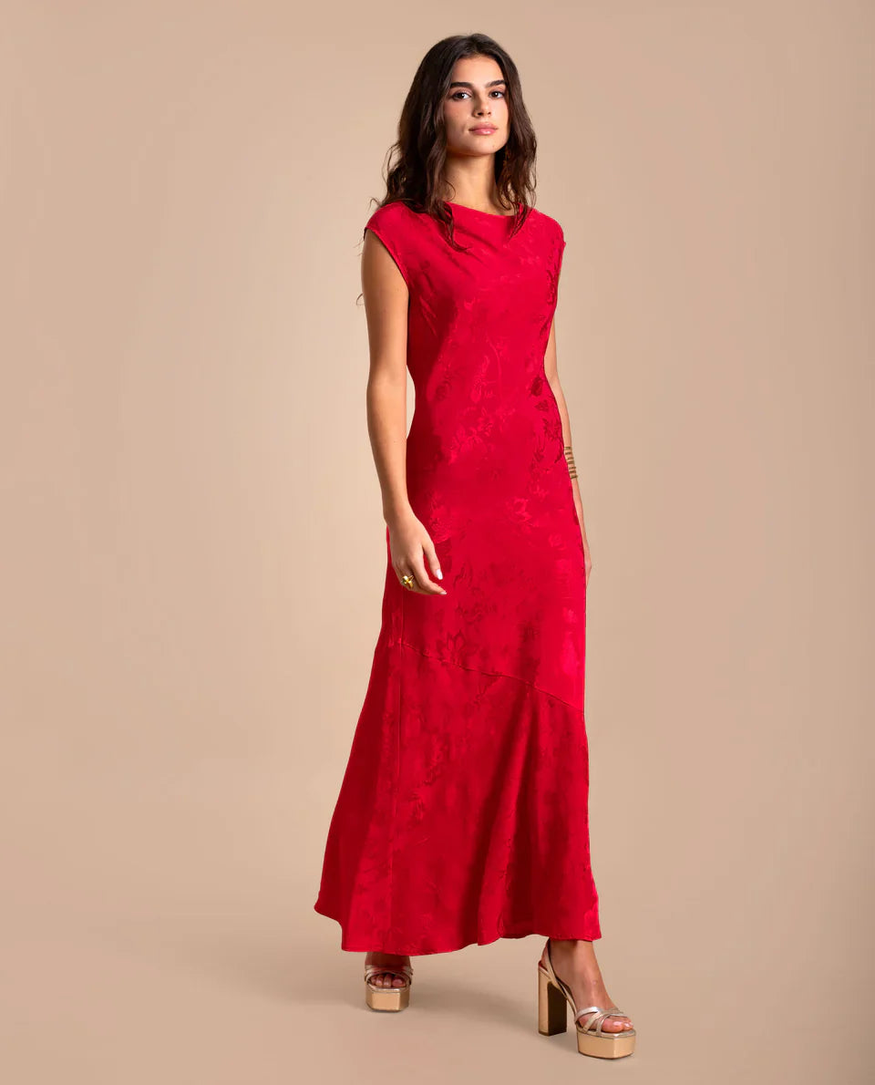 SONIA - VESTIDO LARGO DE JACQUARD SATINADO