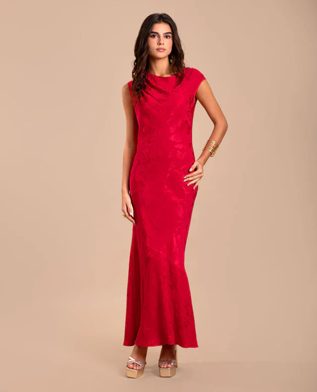 SONIA - VESTIDO LARGO DE JACQUARD SATINADO