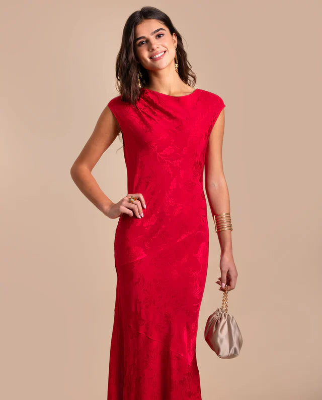 SONIA - VESTIDO LARGO DE JACQUARD SATINADO