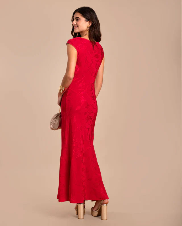 SONIA - VESTIDO LARGO DE JACQUARD SATINADO