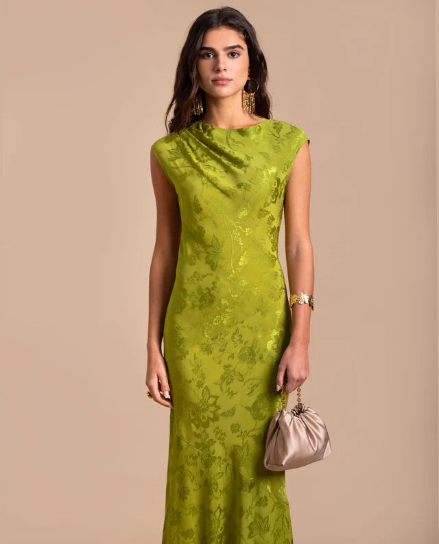 SONIA - VESTIDO LARGO DE JACQUARD SATINADO